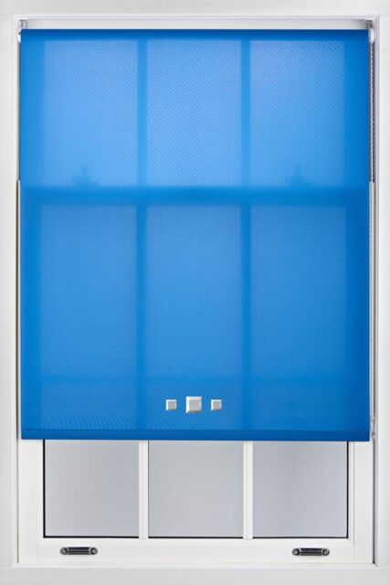 Furnished Daylight Roller Blinds with Triple Square Eyelets - Trimmable Window Shade in Blue - Size: 240 cm width x 165 cm drop - image 1