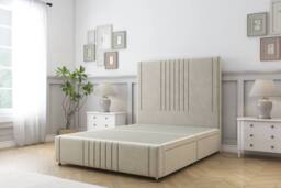 "Comfort Beds Royal Plush Divan Base No Drawers - 54"" Headboard-Footboard in Cream - Size: Small Single" - thumbnail 3