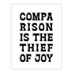 "Artery8 Comparison Is The Thief Of Joy Black White Bold Wall Art Print - Size: W12"" x H16""" - thumbnail 1