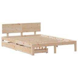 Berkfield Home Decorative Bed Frame with Drawers without Mattress 140x190 cm in Natural - thumbnail 1
