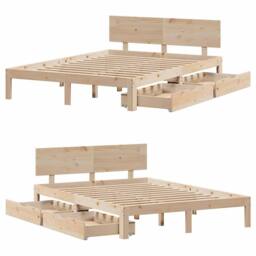 Berkfield Home Decorative Bed Frame with Drawers without Mattress 140x190 cm in Natural - thumbnail 9