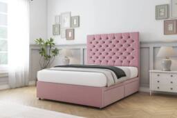 "Sloomy Mayfair Plush Divan Bed Base 4 Drawers - 54"" Headboard in Pink - Size: King" - thumbnail 3