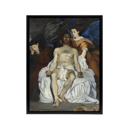 "Artery8 The Dead Christ with Angels Manet Vintage Black Framed Canvas Wall Art - Size: W12"" x H16""" - thumbnail 1