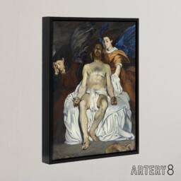 "Artery8 The Dead Christ with Angels Manet Vintage Black Framed Canvas Wall Art - Size: W12"" x H16""" - thumbnail 2