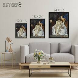 "Artery8 The Dead Christ with Angels Manet Vintage Black Framed Canvas Wall Art - Size: W12"" x H16""" - thumbnail 4