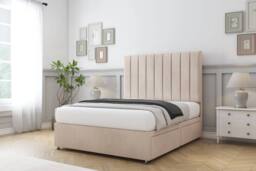 "Sloomy Kansas Naples Divan Bed 2 Drawers With 54"" Floor Standing Headboard in Light Sand - Size: Double" - thumbnail 3