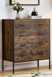 Home Discount Vida Designs Brooklyn 4 Drawer Bedside Cabinet Chest Of Drawers Storage Bedroom Furniture in Dark Brown - thumbnail 1