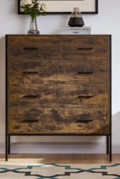 Home Discount Vida Designs Brooklyn 4 Drawer Bedside Cabinet Chest Of Drawers Storage Bedroom Furniture in Dark Brown - thumbnail 2