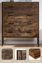 Home Discount Vida Designs Brooklyn 4 Drawer Bedside Cabinet Chest Of Drawers Storage Bedroom Furniture in Dark Brown - thumbnail 6
