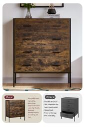 Home Discount Vida Designs Brooklyn 4 Drawer Bedside Cabinet Chest Of Drawers Storage Bedroom Furniture in Dark Brown - thumbnail 7