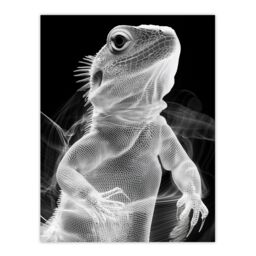 "Artery8 Xray Effect Lizard Detailed Scales White on Black Wall Art Print in Grey - Size: W18"" x H24""" - thumbnail 1