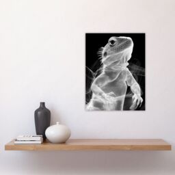 "Artery8 Xray Effect Lizard Detailed Scales White on Black Wall Art Print in Grey - Size: W18"" x H24""" - thumbnail 4