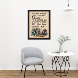 "Artery8 Wall Art Print Alice In Wonderland Mad Hatter Tea Party Large Framed Wall Décor Art in White - Size: W18"" x H24""" - thumbnail 2