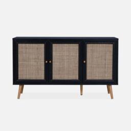 sweeek 120cm sideboard cabinet with wooden effect in Black - thumbnail 2