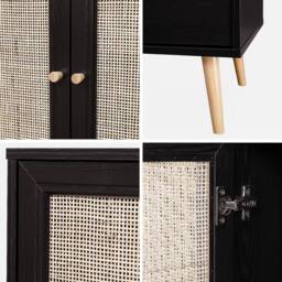 sweeek 120cm sideboard cabinet with wooden effect in Black - thumbnail 4
