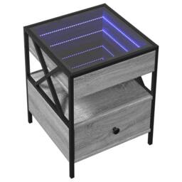 Berkfield Home Bedside Table with Infinity LED Grey Sonoma 40x40x51 cm - Size: 40 x 40 x 51 cm - thumbnail 3