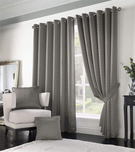 Luxury Living Adi Lined Ring Top Eyelet Curtains in Silver - Size: 168 cm width x 137 cm drop - image 1