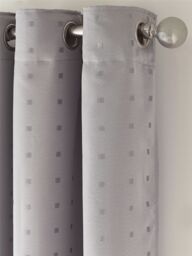 Luxury Living Adi Lined Ring Top Eyelet Curtains in Silver - Size: 168 cm width x 137 cm drop - thumbnail 2