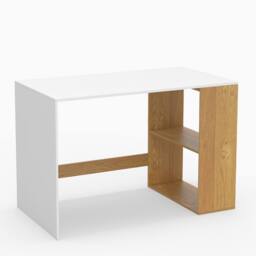 Gymax Wooden Office Desk Writing Desk with Storage 2 Open Shelves Legroom in White - thumbnail 8
