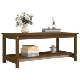 Berkfield Home Coffee Table Honey Brown 110x55x45 cm Solid Wood Pine - Size: 110 x 55 x 45 cm - thumbnail 4