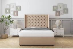 "Sloomy Dior Plush Divan Set No Drawers-54"" Wingback in Stone - Size: Single"