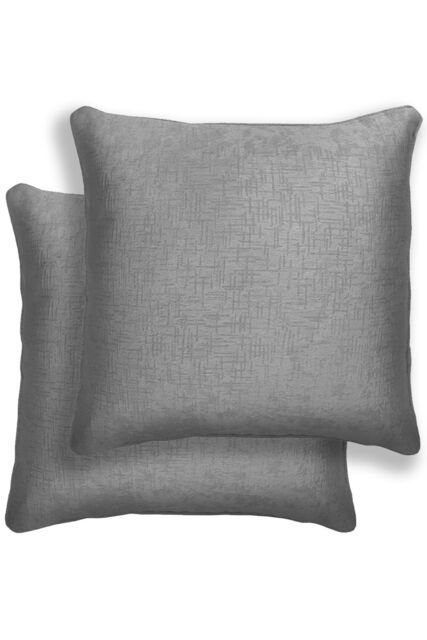 Enhanced Living Pair of Vogue Plain Zip Opening Cushion Covers - 43x43cm Cases Only in Grey - Size: 43 cm x 43 cm - image 1