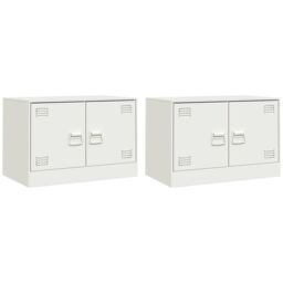 Berkfield Home TV Cabinets 2 pcs White 67x39x44 cm Steel - Size: 67 x 39 x 44 cm - thumbnail 2
