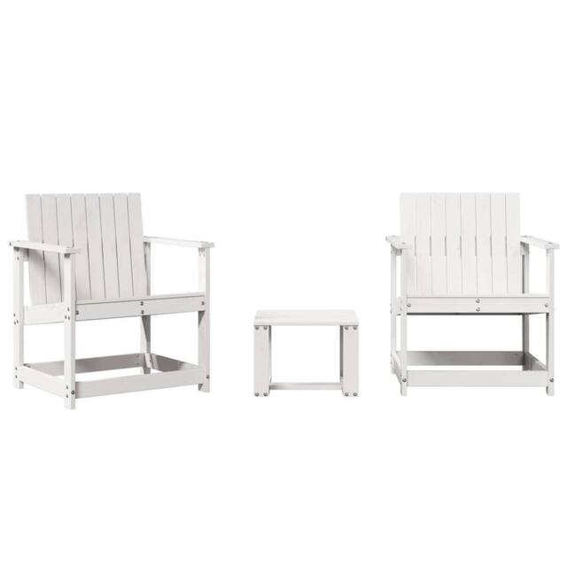 Berkfield Home 3 Piece Garden Lounge Set White Solid Wood Pine - image 1