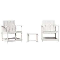 Berkfield Home 3 Piece Garden Lounge Set White Solid Wood Pine - thumbnail 1