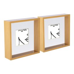 "Nicola Spring 3D Deep Box Photo Frames - 8 x 8"" with 4 x 4"" Mount - White Mount - Pack of 2"