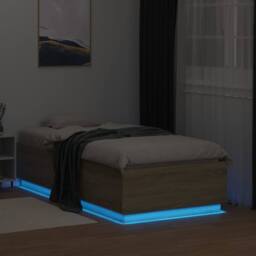 Berkfield Home Durable Bed Frame with LED without Mattress Sonoma Oak 90x190 cm in Light Brown - Size: Single - thumbnail 4