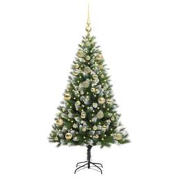 Berkfield Home Artificial Hinged Christmas Tree with Flocked Snow 120 cm in Green - thumbnail 3