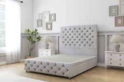 "Comfort Beds Florida Naples Divan Base 4 Drawers - 26"" Headboard-Footboard in Silver - Size: Double" - thumbnail 2