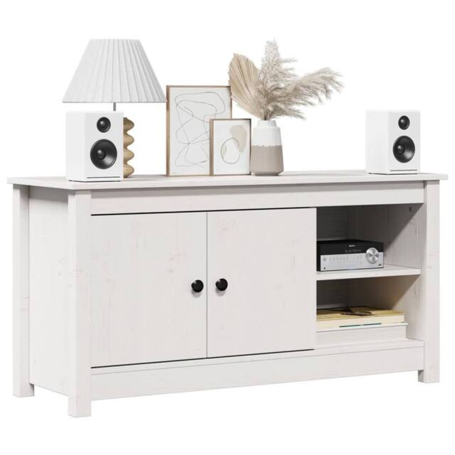 Berkfield Home TV Cabinet White 103x36.5x52 cm Solid Wood Pine - image 1