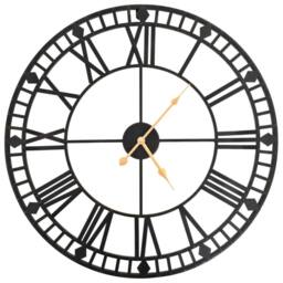 Berkfield Home Vintage Wall Clock with Quartz Movement Metal 60 cm XXL in Black - thumbnail 2