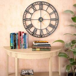 Berkfield Home Vintage Wall Clock with Quartz Movement Metal 60 cm XXL in Black - thumbnail 1