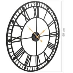 Berkfield Home Vintage Wall Clock with Quartz Movement Metal 60 cm XXL in Black - thumbnail 6