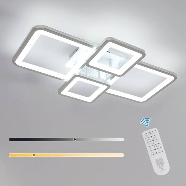 COMELY Dimmable LED Ceiling Light, 54W Square Acrylic Silver Ceiling Lights - image 1