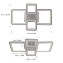 COMELY Dimmable LED Ceiling Light, 54W Square Acrylic Silver Ceiling Lights - thumbnail 3