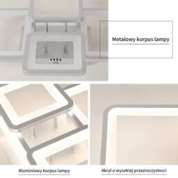COMELY Dimmable LED Ceiling Light, 54W Square Acrylic Silver Ceiling Lights - thumbnail 5