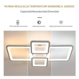 COMELY Dimmable LED Ceiling Light, 54W Square Acrylic Silver Ceiling Lights - thumbnail 4