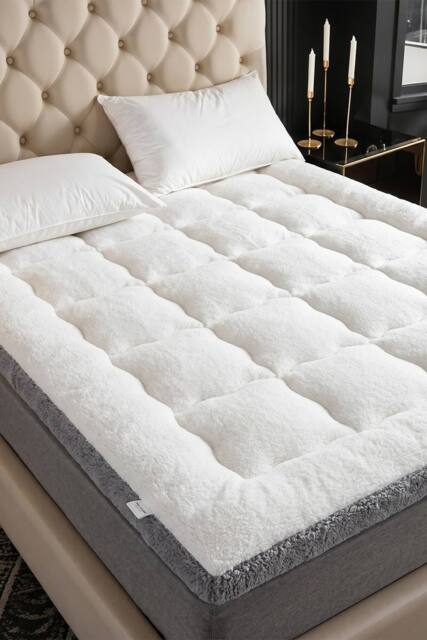 Living and Home 10cm Thickness Plush Mattress Topper in White - Size: Super King - image 1