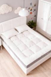 Living and Home 10cm Thickness Plush Mattress Topper in White - Size: Super King - thumbnail 3