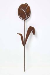 Homescapes Steel Tulip Garden Stake Decorations, Set of 2 in Brown - thumbnail 2