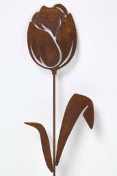 Homescapes Steel Tulip Garden Stake Decorations, Set of 2 in Brown - thumbnail 3