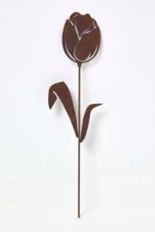 Homescapes Steel Tulip Garden Stake Decorations, Set of 2 in Brown - thumbnail 5
