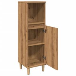 Berkfield Home Durable Bathroom Cabinet Artisan Oak 30x30x100 cm Engineered Wood in Brown - Size: 30 x 30 x 100 cm - thumbnail 5