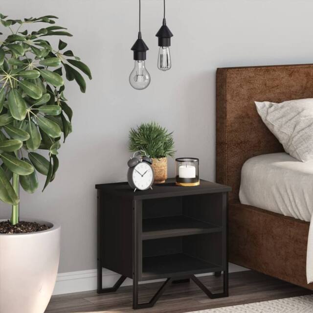 Berkfield Home Elegant Bedside Cabinet Black 40x30x40 cm Engineered Wood - Size: 40 x 30 x 40 cm - image 1