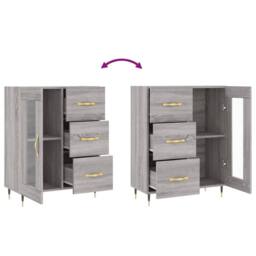 Berkfield Home Sideboard Grey Sonoma 69.5x34x90 cm Engineered Wood - thumbnail 9