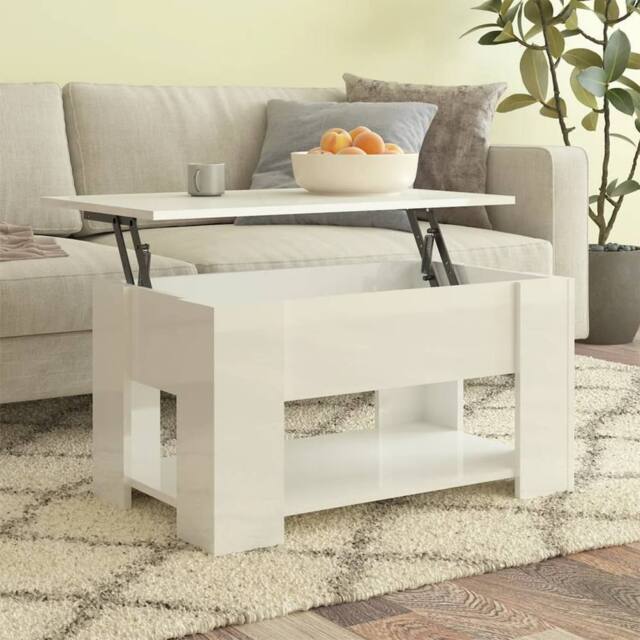 Berkfield Home Coffee Table High Gloss White 79x49x41 cm Engineered Wood - Size: 79 x 49 x 41 cm - image 1
